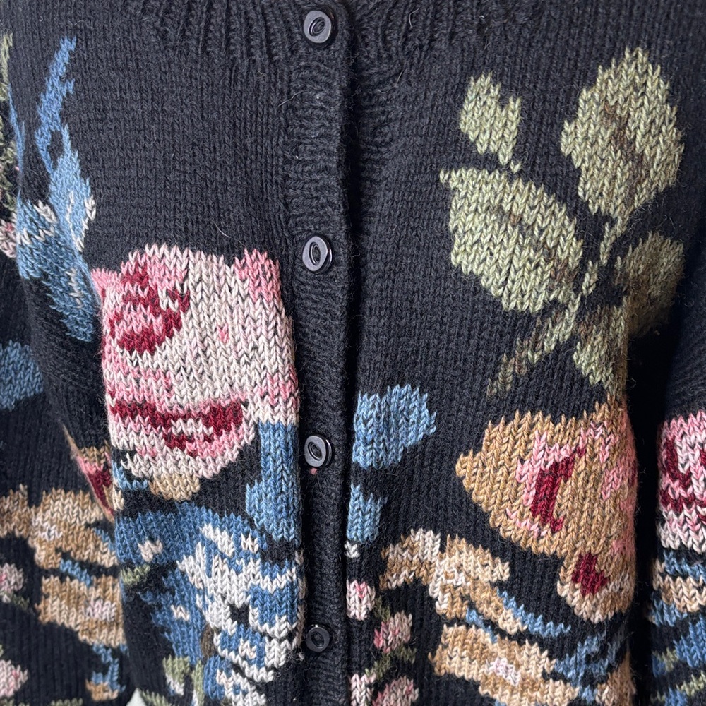 Vintage floral alpaca floral cottagecore Sweater Cardigan’s M/L - Picture 2 of 4